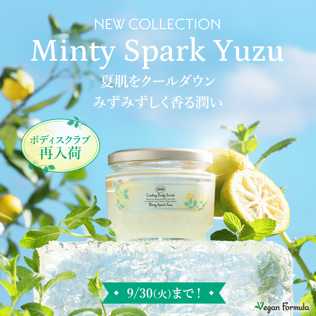NEW COLLECTION Minty Spark Yuzu 夏肌をクールダウン みずみずしく香る潤い ボディスクラブ再入荷 9/30(火)まで！